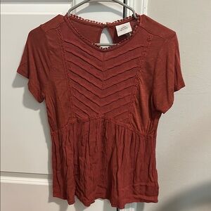 Knox Rose Brown and Orange Ruched Cut Out Blouse